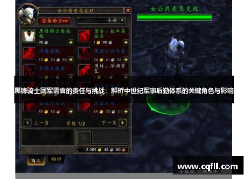 黑锋骑士团军需官的责任与挑战：解析中世纪军事后勤体系的关键角色与影响
